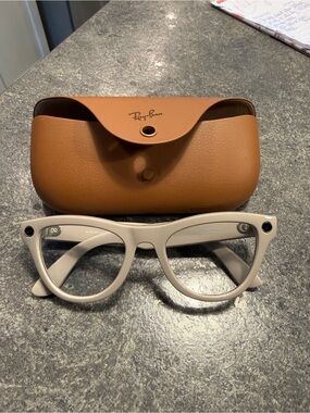 Ray-Ban Beige Cat-Eye Optical Glasses with Brown Case